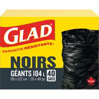 184L Garbage Bags, Regular, 35" W x 48" L, Black Les Distributions ICE