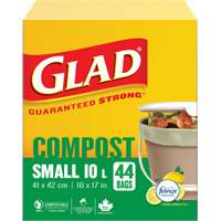 Small Compostable Bags, Regular, 17" L x 16" W, Brown, 10 L (3 Gal.) Capacity Les Distributions ICE
