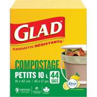 Small Compostable Bags, Regular, 17" L x 16" W, Brown, 10 L (3 Gal.) Capacity Les Distributions ICE