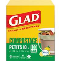 Small Compostable Bags, Regular, 17" L x 16" W, Brown, 10 L (3 Gal.) Capacity Les Distributions ICE