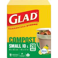 Small Compostable Bags, Regular, 17" L x 16" W, Brown, 10 L (3 Gal.) Capacity Les Distributions ICE