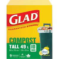 Tall Compostable Bags, Regular, 31" L x 24" W, Brown, 49 L (13 Gal.) Capacity Les Distributions ICE