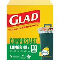 Tall Compostable Bags, Regular, 31" L x 24" W, Brown, 49 L (13 Gal.) Capacity Les Distributions ICE