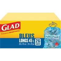 45L Recycling Bags, Regular, 24" W x 28" L, Blue Les Distributions ICE