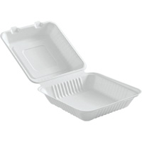 Contenants &agrave; charni&egrave;re pour nourriture compostable, Bagasse, Carr&eacute;e Les Distributions ICE
