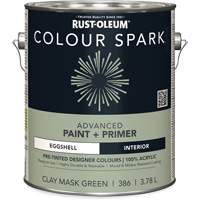 Colour Spark Interior Pre-Tinted Paint + Primer Wall Paint, Clay Mask Green, Eggshell, 3.78 L, Gallon Les Distributions ICE