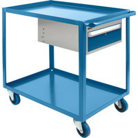 Heavy Duty Shelf Cart with Drawer, 1200 lbs. Capacity, Steel, 24" x W, 36" x H, 39" D, Rubber Wheels, All-Welded, 1 Drawers Les Distributions ICE