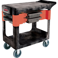 Chariots &agrave; outils d'entretien, 2 tiroirs, 38" lo x 19-1/4" la x 33-3/8" h, Noir Les Distributions ICE