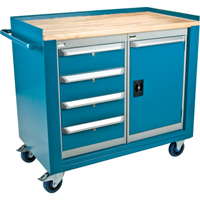 Industrial Duty Mobile Service Workbenches, Wood Surface Les Distributions ICE