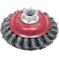 Brosse conique &agrave; fils torsad&eacute;s BK420T, Dia. 4", Fils 0,02", Arbre 5/8"-11, Acier Les Distributions ICE