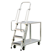 Aluminum Stock Picking Ladder Cart, Aluminum, 22" W x 51-1/2" D, 2 Shelves, 800 lbs. Capacity Les Distributions ICE
