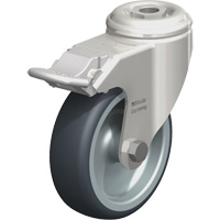Stainless Steel Thermoplastic Elastomer Caster, Swivel with Brake, 4" (102 mm) Dia., 240 lbs. (108 kg.) Capacity Les Distributions ICE