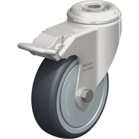 Stainless Steel Thermoplastic Elastomer Caster, Swivel with Brake, 4" (102 mm) Dia., 240 lbs. (108 kg.) Capacity Les Distributions ICE