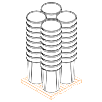 Baril emboîtable en poly&eacute;thyl&egrave;ne, 55 gal. US (45 gal. imp.), Dessus ouvert, Jaune Les Distributions ICE