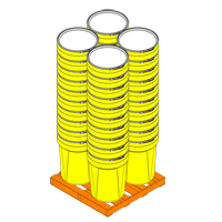 Baril emboîtable en poly&eacute;thyl&egrave;ne, 30 gal. US (25 gal. imp.), Dessus ouvert, Jaune Les Distributions ICE