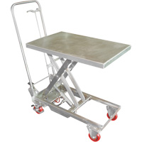 Manual Hydraulic Scissor Lift Table, 27-1/2" L x 17-3/4" W, Stainless Steel, 200 lbs. Capacity Les Distributions ICE