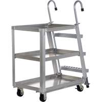 Stockpicker Truck, Aluminum, 21-7/8" W x 40" D, 3 Shelves, 660 lbs. Capacity Les Distributions ICE
