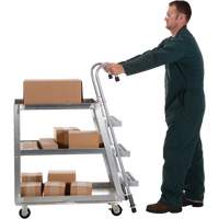 Stockpicker Truck, Aluminum, 21-7/8" W x 40" D, 3 Shelves, 660 lbs. Capacity Les Distributions ICE