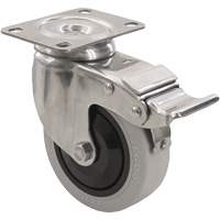 2309 Caster with Double Locking Brake, Swivel with Brake, 4" (101.6 mm), Envirothane Grey, 350 lbs. (158.8 kg.) Les Distributions ICE