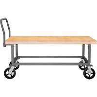 Chariot &agrave; plateforme ajustable en bois, 48" lo x 24" la, Capacit&eacute; de 1800 lb, Roues en Caoutchouc moul&eacute; Les Distributions ICE
