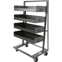Chariot &agrave; cadre en A robuste &agrave; un c&ocirc;t&eacute; avec 4 grands plateaux &agrave; rebord, 38" x 25" x 63", Capacit&eacute; 2500 lb Les Distributions ICE