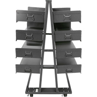 Chariot &agrave; cadre en A robuste &agrave; deux c&ocirc;t&eacute;s avec 8 plateaux &agrave; rebords, 38" x 30" x 63", Capacit&eacute; 2500 lb Les Distributions ICE