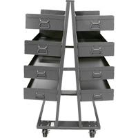 Chariot &agrave; cadre en A robuste &agrave; deux c&ocirc;t&eacute;s avec 8 grands plateaux &agrave; rebords, 38" x 30" x 63", Capacit&eacute; 2500 lb Les Distributions ICE