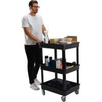 Utility Cart with Deep Lip Shelf, 3 Tiers, 19" x 39-1/2" x 28-1/4", 330 lbs. Capacity Les Distributions ICE