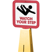 "Watch Your Step" Traffic Cone Message Label, Adhesive, English with Pictogram Les Distributions ICE
