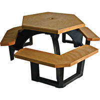 Tables de pique-nique hexagonales en plastique recycl&eacute;, 78" lo x 78" la, C&egrave;dre Les Distributions ICE