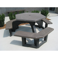 Tables de pique-nique hexagonales en plastique recycl&eacute;, 78" lo x 78" la, Brun Les Distributions ICE