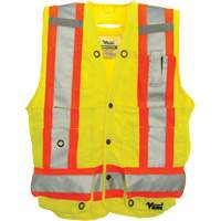 Surveyor Safety Vest, High Visibility Lime-Yellow, Large, Polyester Les Distributions ICE