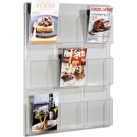 Literature Displays, Wall Mount, 9 Slots, Plastic, 30" W x 2" D x 36-7/8" H Les Distributions ICE