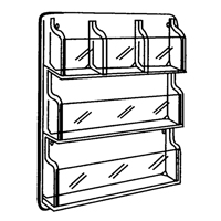 Literature Displays, Wall Mount, 9 Slots, Plastic, 30" W x 2" D x 36-7/8" H Les Distributions ICE