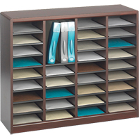 E-Z Stor&reg; Literature Organizer, Stationary, 36 Slots, Wood, 40" W x 3/4" D x 32-1/2" H Les Distributions ICE