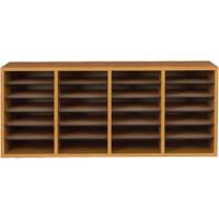 Adjustable Compartment Literature Organizer, Stationary, 24 Slots, Wood, 39-1/4" W x 11-3/4" D x 16-1/4" H Les Distributions ICE