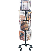 Literature Display Racks - Rotary Floor Displays, Rotating, 16 Slots, Wire Mesh, 15" W x 15" D x 60" H Les Distributions ICE
