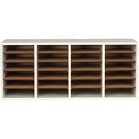 Adjustable Compartment Literature Organizer, Stationary, 24 Slots, Wood, 39-1/4" W x 11-3/4" D x 16-1/4" H Les Distributions ICE
