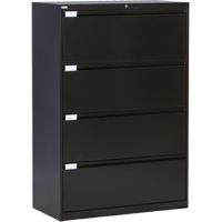 Lateral Filing Cabinet, Steel, 4 Drawers, 36" W x 18" D x 53-3/8" H, Black Les Distributions ICE