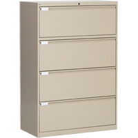 Lateral Filing Cabinet, Steel, 4 Drawers, 36" W x 18" D x 53-3/8" H, Beige Les Distributions ICE