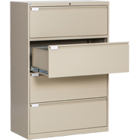 Lateral Filing Cabinet, Steel, 4 Drawers, 36" W x 18" D x 53-3/8" H, Beige Les Distributions ICE