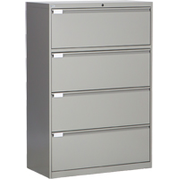 Lateral Filing Cabinet, Steel, 4 Drawers, 36" W x 18" D x 53-3/8" H, Grey Les Distributions ICE