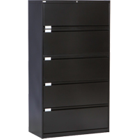 Lateral Filing Cabinet, Steel, 5 Drawers, 36" W x 18" D x 65-1/2" H, Black Les Distributions ICE