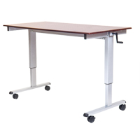 Adjustable Stand-Up Workstations, Stand-Alone Desk, 48-1/2" H x 48" W x 32-1/2" D, Walnut Les Distributions ICE