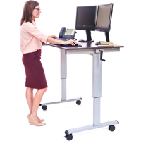 Adjustable Stand-Up Workstations, Stand-Alone Desk, 48-1/2" H x 48" W x 32-1/2" D, Walnut Les Distributions ICE
