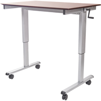 Adjustable Stand-Up Workstations, Stand-Alone Desk, 48-1/2" H x 59" W x 29-1/2" D, Walnut Les Distributions ICE