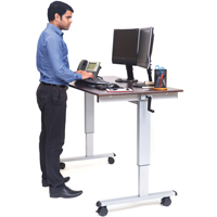Adjustable Stand-Up Workstations, Stand-Alone Desk, 48-1/2" H x 59" W x 29-1/2" D, Walnut Les Distributions ICE