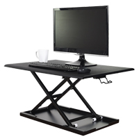 Adjustable Stand-Up Desk, Desktop Unit, 15-3/4" H x 31-1/2" W x 22-1/2" D, Black Les Distributions ICE