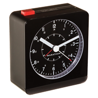 Desk Alarm Clock, Analog, Battery Operated, 3.5" W x 1.5" D x 3.75" H, Black Les Distributions ICE