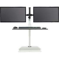 Bureau &eacute;lectrique assis/debout Soar avec bras d&eacute;cran double, Mod&egrave;le de bureau, 37-1/4" h x 27-3/4" la x 22" p, Blanc Les Distributions ICE
